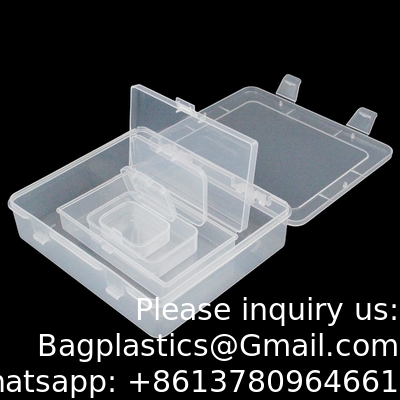 Boîtes de rangement en plastique clair rectangulaire vide mini boîtes de rangement avec couvercles à charnière pour petits objets boîte artisanale