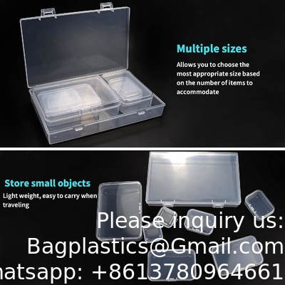 Boîtes de rangement en plastique clair rectangulaire vide mini boîtes de rangement avec couvercles à charnière pour petits objets boîte artisanale