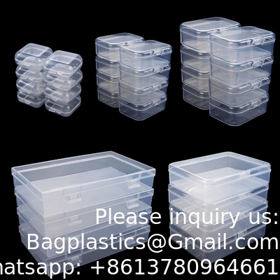 Boîtes de rangement en plastique clair rectangulaire vide mini boîtes de rangement avec couvercles à charnière pour petits objets boîte artisanale