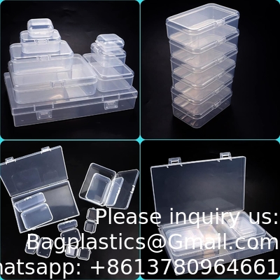 Boîtes de rangement en plastique clair rectangulaire vide mini boîtes de rangement avec couvercles à charnière pour petits objets boîte artisanale