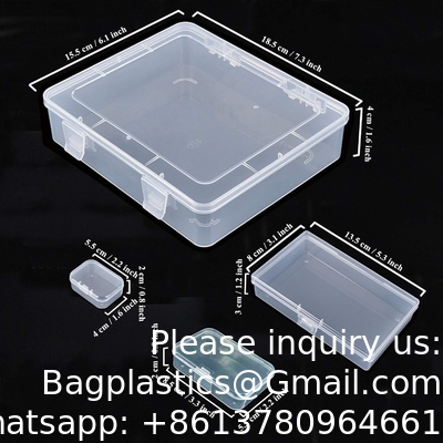 Boîtes de rangement en plastique clair rectangulaire vide mini boîtes de rangement avec couvercles à charnière pour petits objets boîte artisanale
