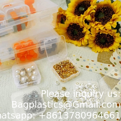 Mini boîte de rangement de perles en plastique clair petite boîte d'organisation vide avec couvercle à charnière pour le stockage de petits objets, bijoux