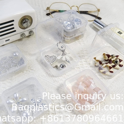 Mini boîte de rangement de perles en plastique clair petite boîte d'organisation vide avec couvercle à charnière pour le stockage de petits objets, bijoux