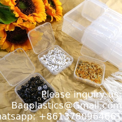 Mini boîte de rangement de perles en plastique clair petite boîte d'organisation vide avec couvercle à charnière pour le stockage de petits objets, bijoux