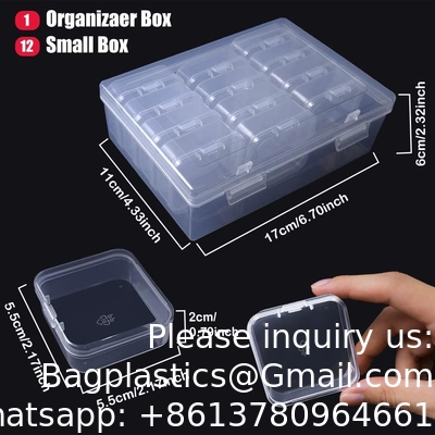 Mini boîte de rangement de perles en plastique clair petite boîte d'organisation vide avec couvercle à charnière pour le stockage de petits objets, bijoux