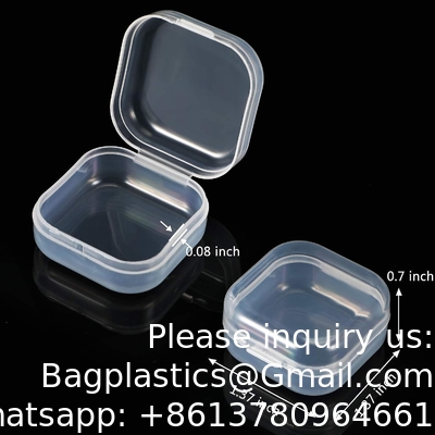 Mini boîte de rangement de perles en plastique clair petite boîte d'organisation vide avec couvercle à charnière pour le stockage de petits objets, bijoux