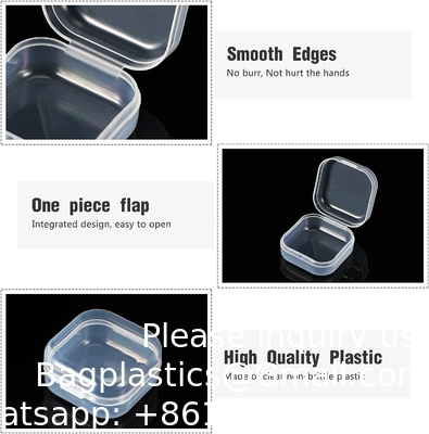 Mini boîte de rangement de perles en plastique clair petite boîte d'organisation vide avec couvercle à charnière pour le stockage de petits objets, bijoux