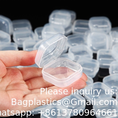 Mini boîte de rangement de perles en plastique clair petite boîte d'organisation vide avec couvercle à charnière pour le stockage de petits objets, bijoux