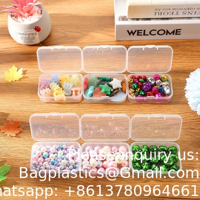 Mini boîte de rangement de perles en plastique clair petite boîte d'organisation vide avec couvercle à charnière pour le stockage de petits objets, bijoux