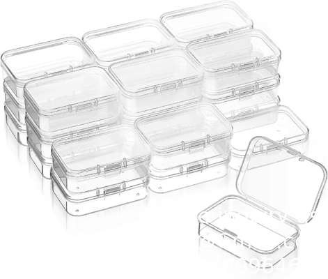 Mini boîte de rangement de perles en plastique clair petite boîte d'organisation vide avec couvercle à charnière pour le stockage de petits objets, bijoux