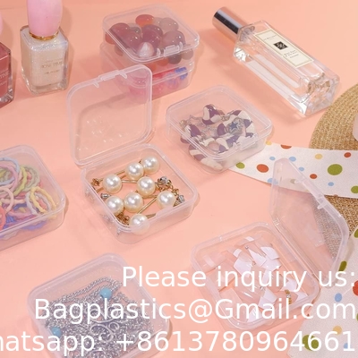 Mini boîte de rangement de perles en plastique clair petite boîte d'organisation vide avec couvercle à charnière pour le stockage de petits objets, bijoux