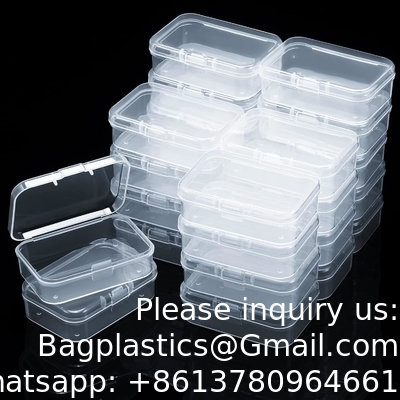 Mini boîte de rangement de perles en plastique clair petite boîte d'organisation vide avec couvercle à charnière pour le stockage de petits objets, bijoux