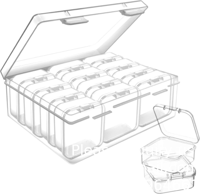 Mini boîte de rangement de perles en plastique clair petite boîte d'organisation vide avec couvercle à charnière pour le stockage de petits objets, bijoux