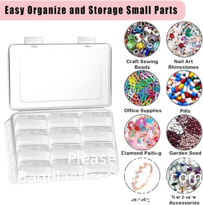 Mini boîte de rangement de perles en plastique clair petite boîte d'organisation vide avec couvercle à charnière pour le stockage de petits objets, bijoux