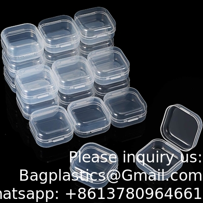 Mini boîte de rangement de perles en plastique clair petite boîte d'organisation vide avec couvercle à charnière pour le stockage de petits objets, bijoux