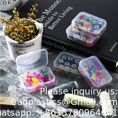 Mini boîte de rangement de perles en plastique clair petite boîte d'organisation vide avec couvercle à charnière pour le stockage de petits objets, bijoux
