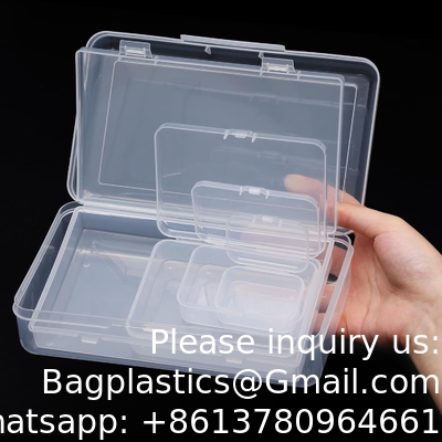 Boîte de rangement organisateur, rectangulaire vide mini organizer en plastique clair Boîte de rangement contenant des couvercles Petits articles