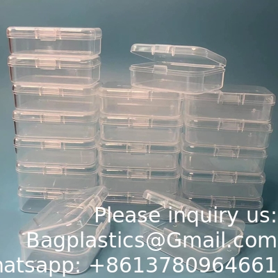 Boîte de rangement organisateur, rectangulaire vide mini organizer en plastique clair Boîte de rangement contenant des couvercles Petits articles