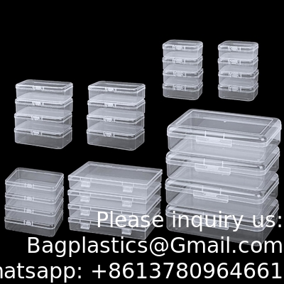 Boîte de rangement organisateur, rectangulaire vide mini organizer en plastique clair Boîte de rangement contenant des couvercles Petits articles