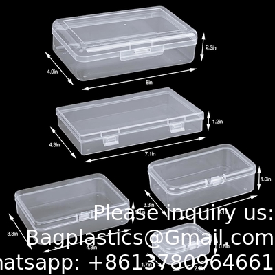 Boîte de rangement organisateur, rectangulaire vide mini organizer en plastique clair Boîte de rangement contenant des couvercles Petits articles