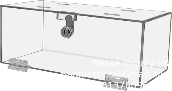 Boîte médicale à verrou unique en acrylique transparente avec clés, 13&quot; x 6,5&quot; x 5,5&quot; Médium pour le stockage médical de fournitures Médicaments
