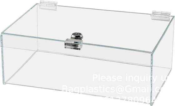 Boîte médicale à verrou unique en acrylique transparente avec clés, 13&quot; x 6,5&quot; x 5,5&quot; Médium pour le stockage médical de fournitures Médicaments