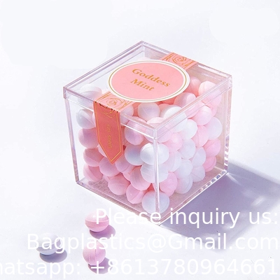 Cube en plastique acrylique carré Petite boîte avec couvercle Boîtes de rangement décoratives Jeuillerie Mini-container pour bonbons à la maison