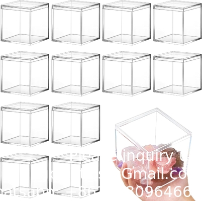 Cube en plastique acrylique carré Petite boîte avec couvercle Boîtes de rangement décoratives Jeuillerie Mini-container pour bonbons à la maison