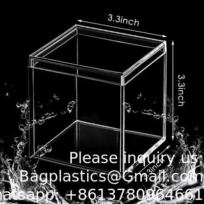 Cube en plastique acrylique carré Petite boîte avec couvercle Boîtes de rangement décoratives Jeuillerie Mini-container pour bonbons à la maison