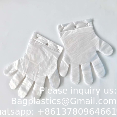 Gants en poly (CPE, TPE, LDPE, HDPE) pour les travaux ménagers, les produits alimentaires, le nettoyage, le bleu transparent ou toute autre couleur