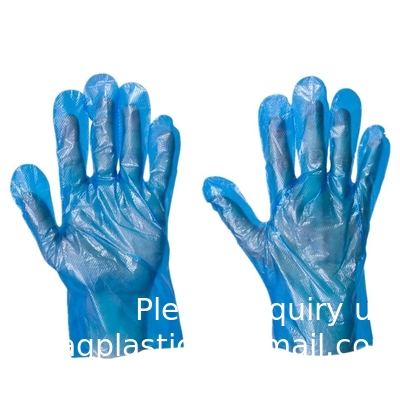 Gants en poly (CPE, TPE, LDPE, HDPE) pour les travaux ménagers, les produits alimentaires, le nettoyage, le bleu transparent ou toute autre couleur