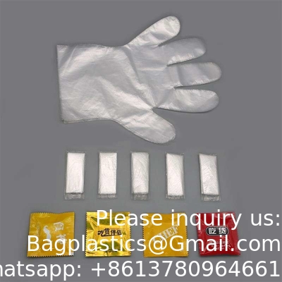 Gants individuels pliés Gants de fourrage Package Gants PE jetables Gants transparents de qualité alimentaire Gants biodégradables