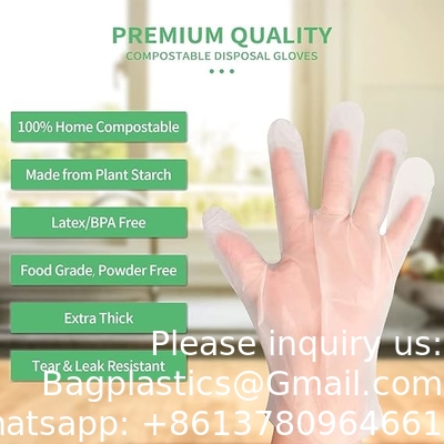 Gants 100% compostables, gants à base de maïs, gants jetables pour les services alimentaires, gants de cuisine pour la préparation des aliments, écologiques