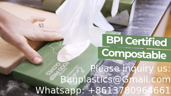 Gants 100% compostables, gants à base de maïs, gants jetables pour les services alimentaires, gants de cuisine pour la préparation des aliments, écologiques