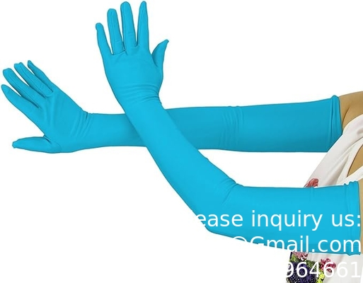 Des échantillons gratuits de haute qualité bleu ciel jetable en gros poudre médicamenteuse sans manche longue gants de nitrile non stériles