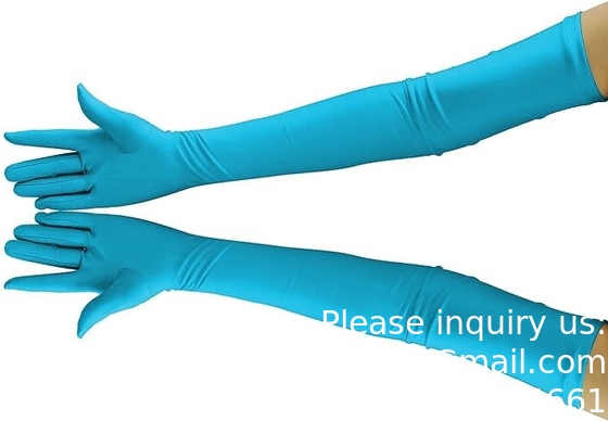 Des échantillons gratuits de haute qualité bleu ciel jetable en gros poudre médicamenteuse sans manche longue gants de nitrile non stériles