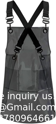 Tablier de coiffeur Tablier réglable à dos croisé avec 3 poches Tablier de travail de salon de coiffure pour coiffeur (22,8 W 25,5 L)