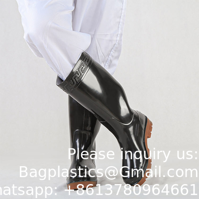 Bottes de travail en extérieur antidérapantes en caoutchouc talons hauts Standard Logo personnalisé étanche Hommes Femmes Bottes de pluie en PVC Bottes de pêcheur