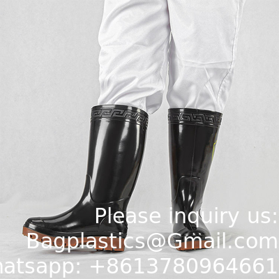 Bottes de travail en extérieur antidérapantes en caoutchouc talons hauts Standard Logo personnalisé étanche Hommes Femmes Bottes de pluie en PVC Bottes de pêcheur