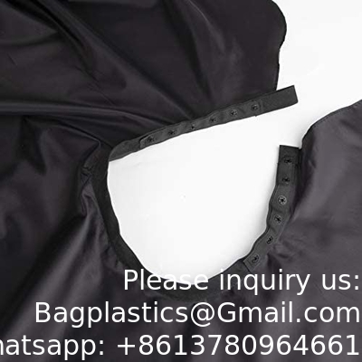 Cape de coiffeur grande taille avec fermeture réglable élastique imperméable à l'eau Cape de salon de coiffure pour hommes, femmes et enfants Noir