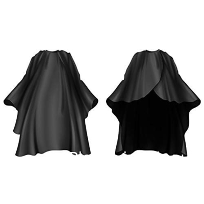 Cape de coiffeur grande taille avec fermeture réglable élastique imperméable à l'eau Cape de salon de coiffure pour hommes, femmes et enfants Noir
