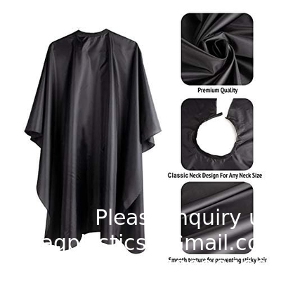 Cape de coiffeur grande taille avec fermeture réglable élastique imperméable à l'eau Cape de salon de coiffure pour hommes, femmes et enfants Noir