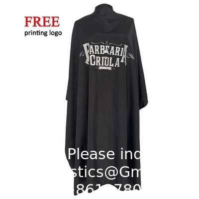 Cape de coiffeur grande taille avec fermeture réglable élastique imperméable à l'eau Cape de salon de coiffure pour hommes, femmes et enfants Noir