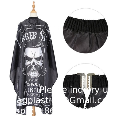 Cape de coiffeur grande taille avec fermeture réglable élastique imperméable à l'eau Cape de salon de coiffure pour hommes, femmes et enfants Noir