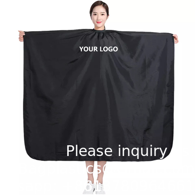 Cape de coiffeur grande taille avec fermeture réglable élastique imperméable à l'eau Cape de salon de coiffure pour hommes, femmes et enfants Noir