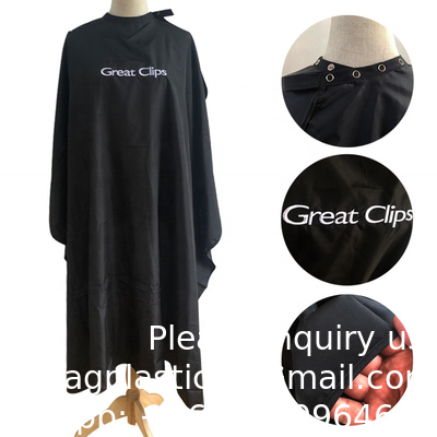Cape de coiffeur grande taille avec fermeture réglable élastique imperméable à l'eau Cape de salon de coiffure pour hommes, femmes et enfants Noir