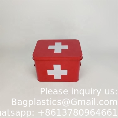Boîte de stockage de premiers soins en métal Boîte de stockage de médicaments en fer blanc, boîte de stockage de médicaments en métal