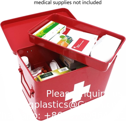 Boîte de stockage de premiers soins en métal Boîte de stockage de médicaments en fer blanc, boîte de stockage de médicaments en métal