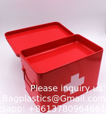 Boîte de stockage de premiers soins en métal Boîte de stockage de médicaments en fer blanc, boîte de stockage de médicaments en métal