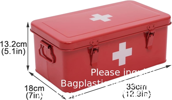 Boîte de premiers soins, contenant des fournitures, boîte de stockage de médicaments en métal, boîte vide de premiers soins avec serrure de sécurité, ensemble d'outils d'urgence à domicile